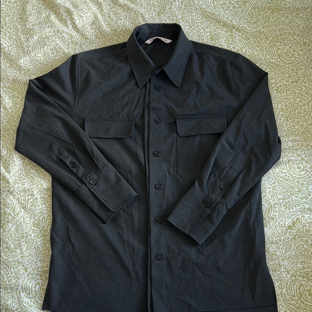 Zara Charcoal Button-Up Shirt